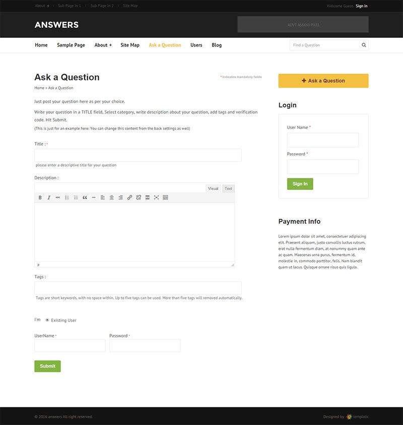 Question and Answer WP Template