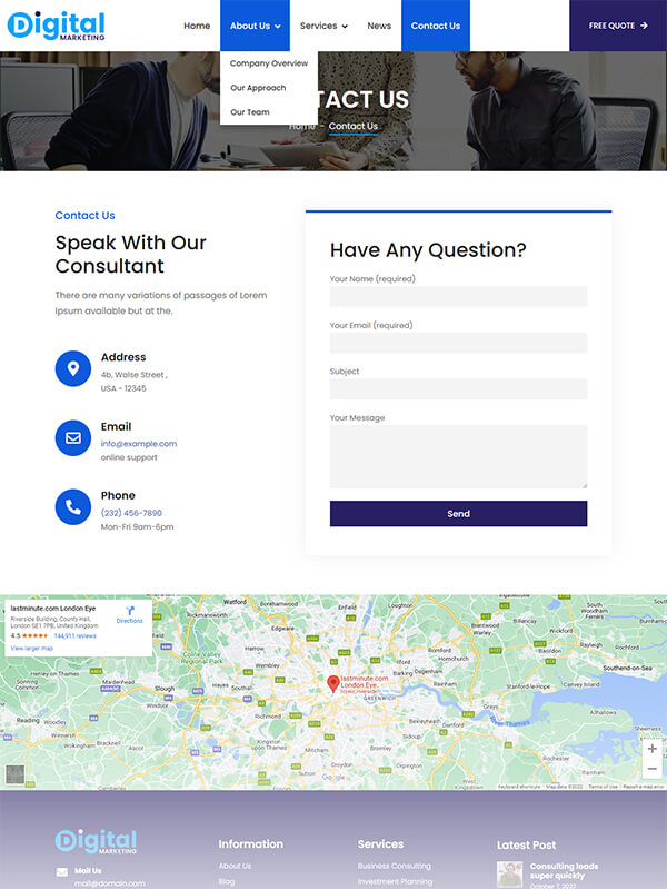 Digital Marketing Contact Page