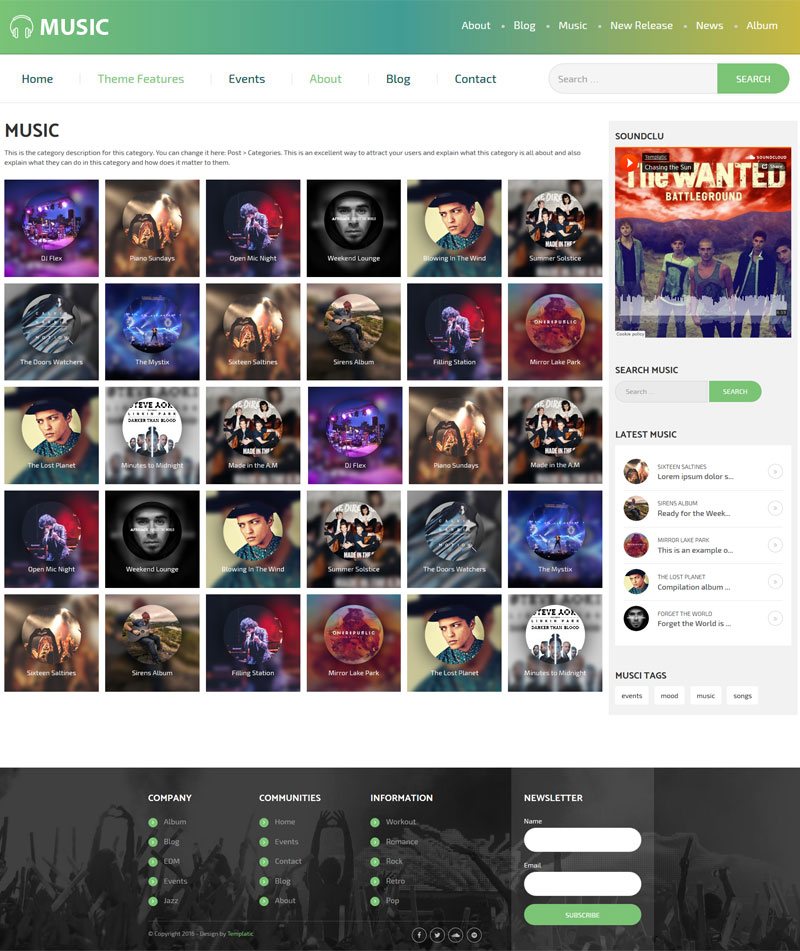 Music Page In WordPress Music Theme 