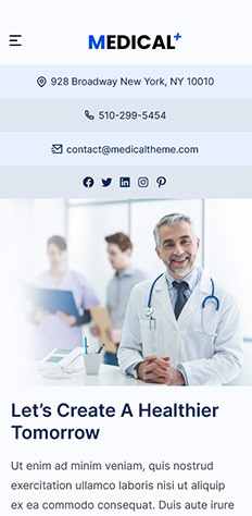 WordPress Medical Theme Mobile View