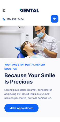 WordPress Dental Clinic Theme Mobile View