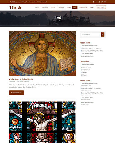 Blog your sermons and events with Church theme