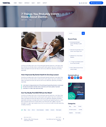 WordPress Dental Clinic Theme - Service page