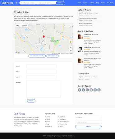 Geoplaces contact page template