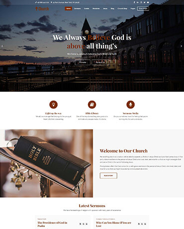 church wordpress theme home page