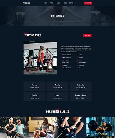 Fitness Theme Classes Detail Page