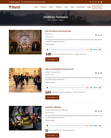 Multiple home pages church WordPress Theme