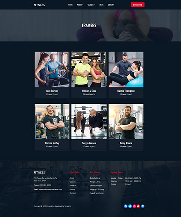 Fitness Trainers Page