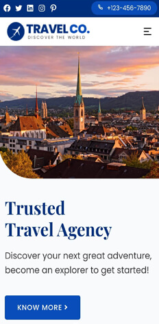 Travel Agency Theme Mobile View