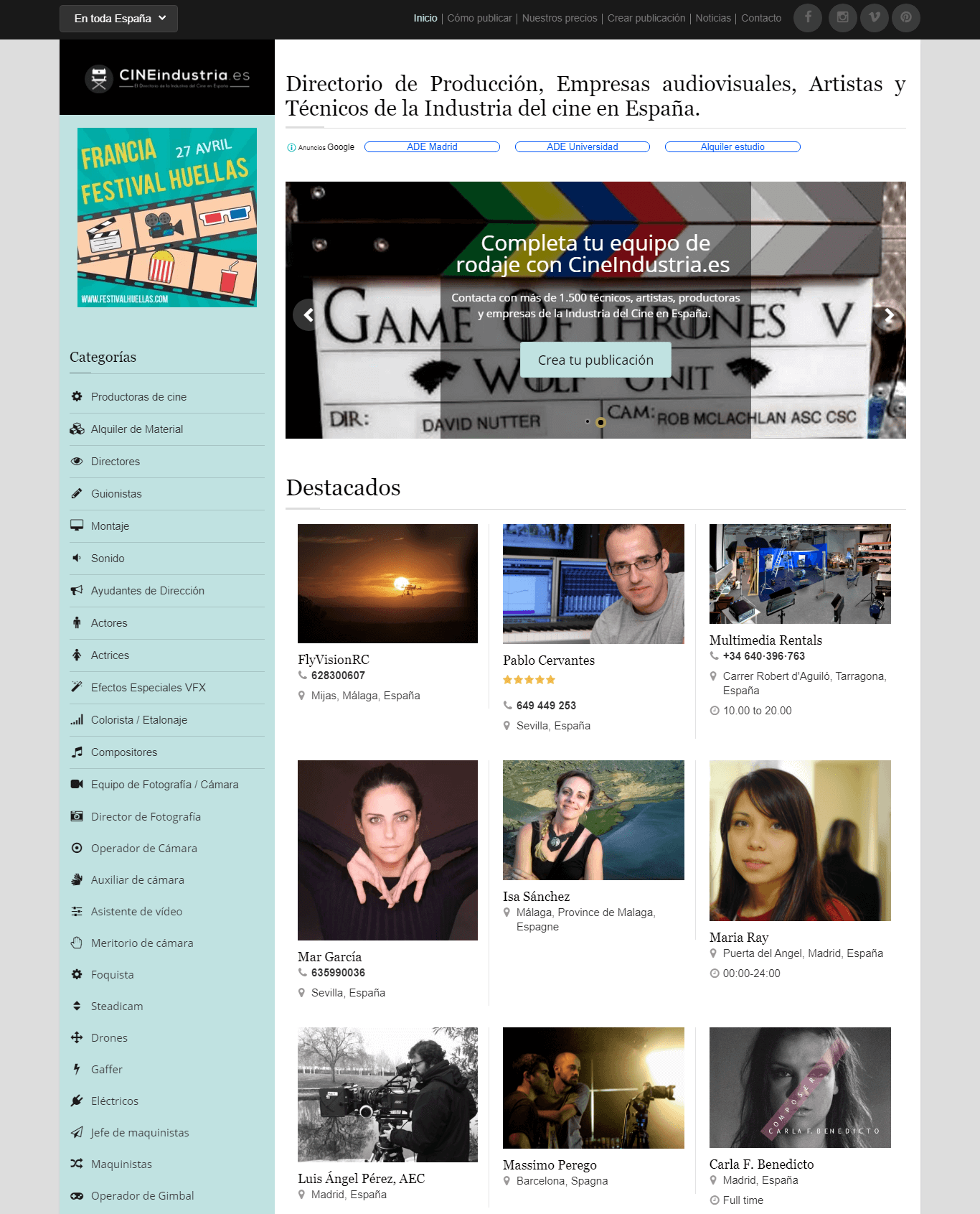 Cine industry directory website