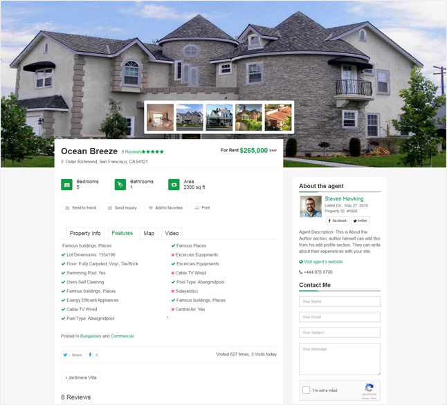 real estate listing Detail page