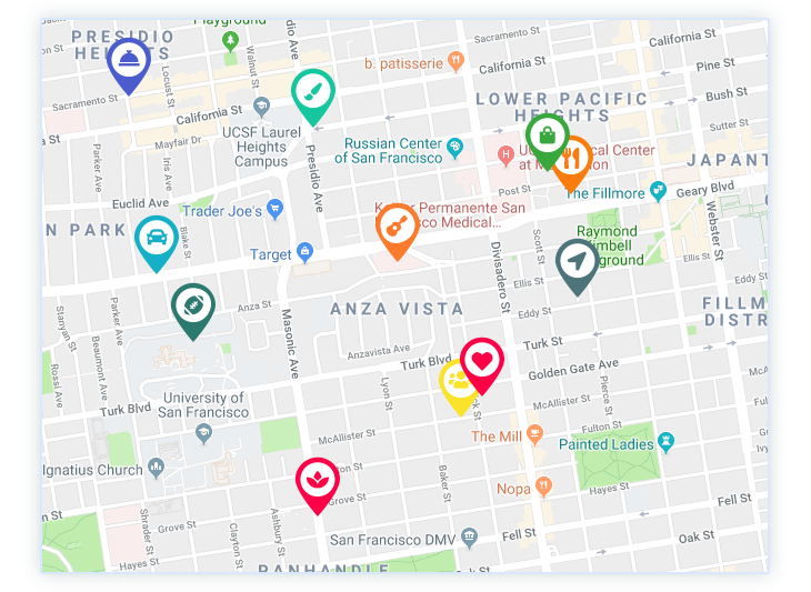 Map pages on your city directory theme