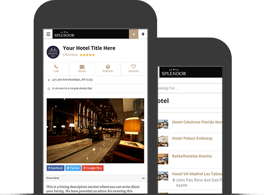 Mobile App View WordPress Hotels Theme
