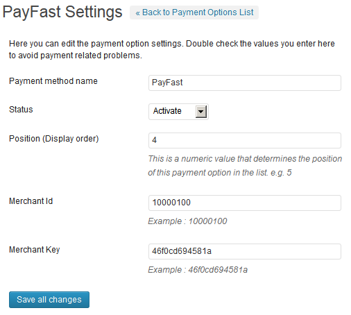 Payfast Paymet Gateway Plugin for WordPress