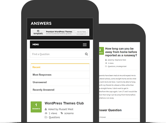Mobile Friendly And responsive Q&A Theme - Mobile App View
